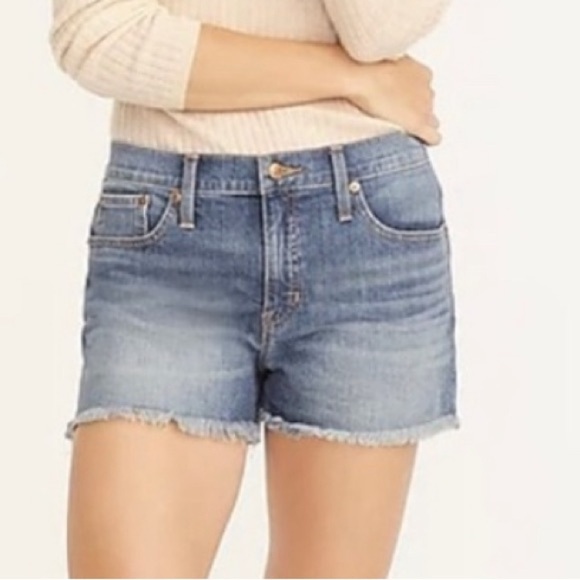 J Crew Medium Wash Blue Fray Denim Jean Shorts Size 26 - Picture 3 of 9